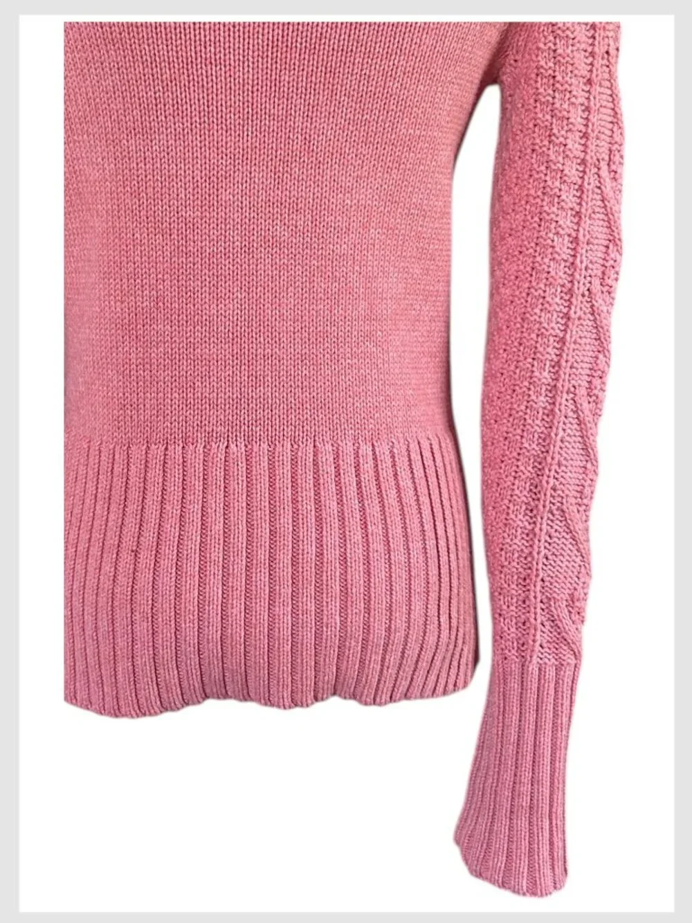 Gap Cable Knit Crewneck Wool Blend Sweater Rosewood Pink XS